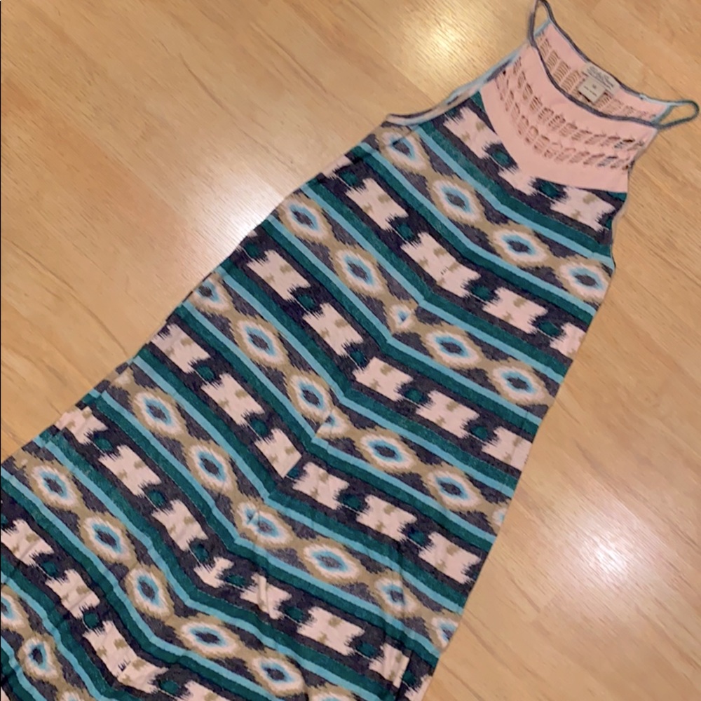 Lucky Brand Crochet Neck Maxi Dress